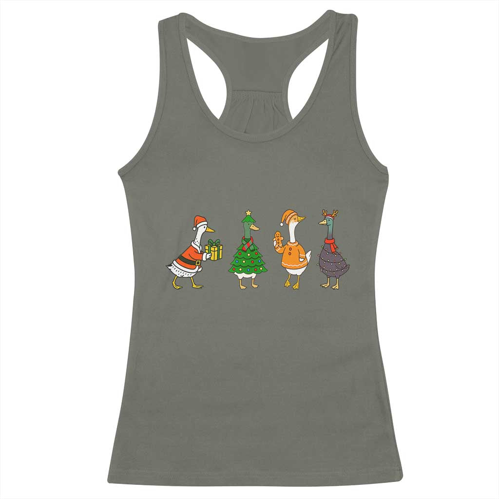Christmas Ducks Racerback Tank Top Funny Animals Farm Lover Gift Xmas Light - Wonder Print Shop