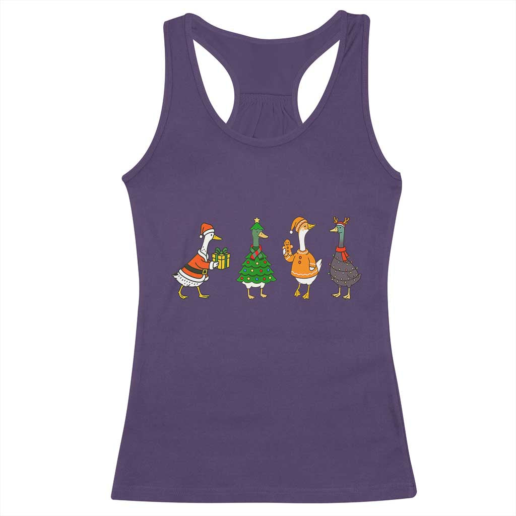 Christmas Ducks Racerback Tank Top Funny Animals Farm Lover Gift Xmas Light - Wonder Print Shop