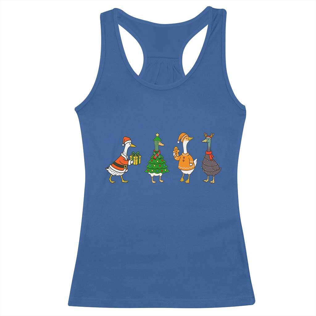 Christmas Ducks Racerback Tank Top Funny Animals Farm Lover Gift Xmas Light - Wonder Print Shop