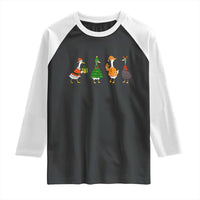 Christmas Ducks Raglan Shirt Funny Animals Farm Lover Gift Xmas Light - Wonder Print Shop