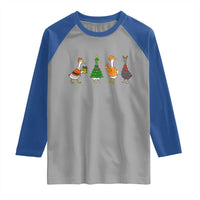 Christmas Ducks Raglan Shirt Funny Animals Farm Lover Gift Xmas Light - Wonder Print Shop