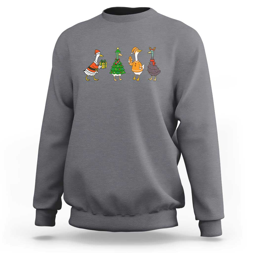 Christmas Ducks Sweatshirt Funny Animals Farm Lover Gift Xmas Light - Wonder Print Shop