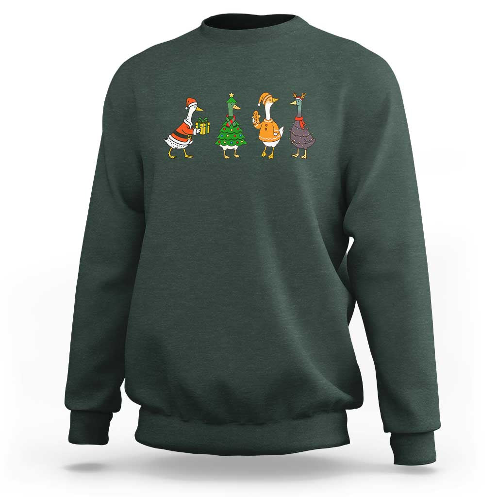 Christmas Ducks Sweatshirt Funny Animals Farm Lover Gift Xmas Light - Wonder Print Shop