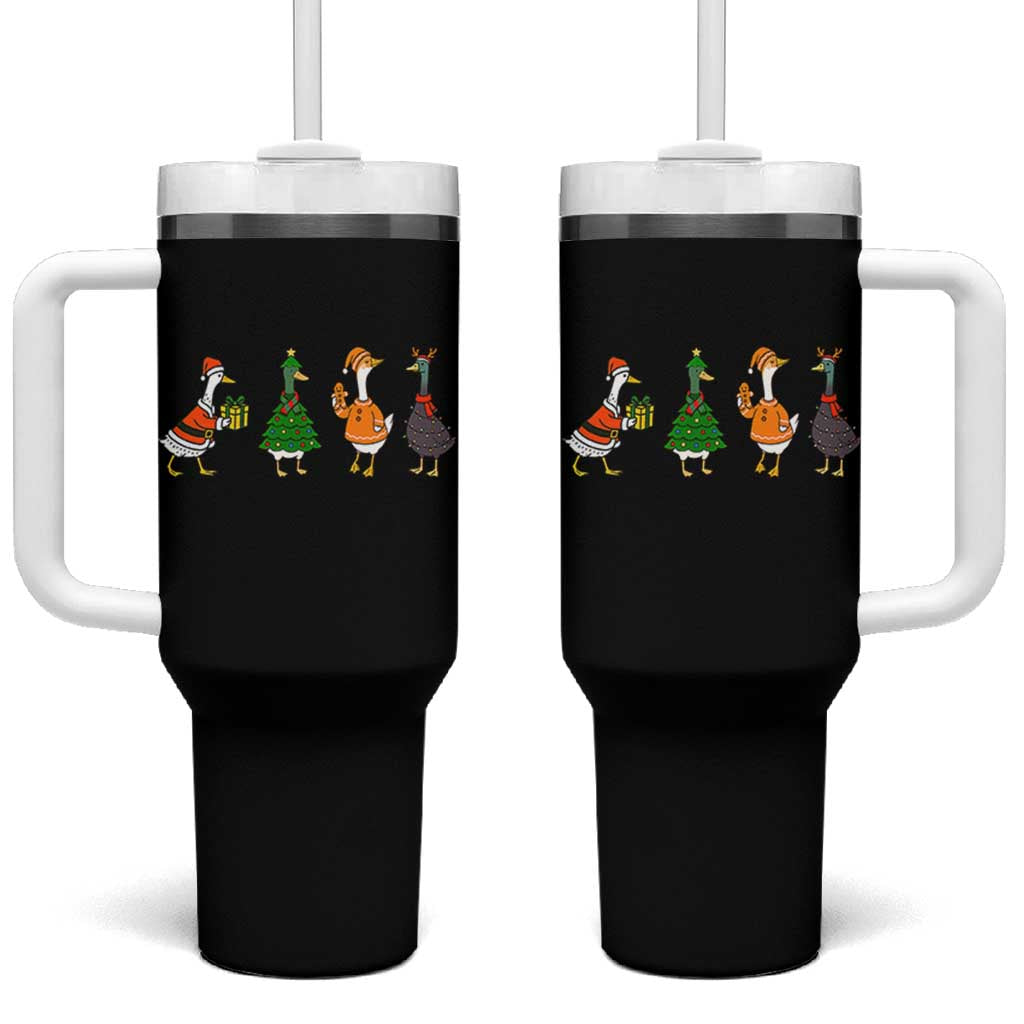 Christmas Ducks Tumbler With Handle Funny Animals Farm Lover Gift Xmas Light - Wonder Print Shop