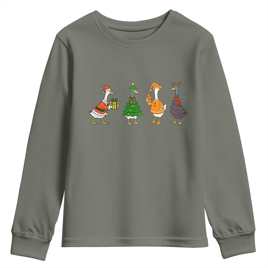 Christmas Ducks Youth Sweatshirt Funny Animals Farm Lover Gift Xmas Light - Wonder Print Shop