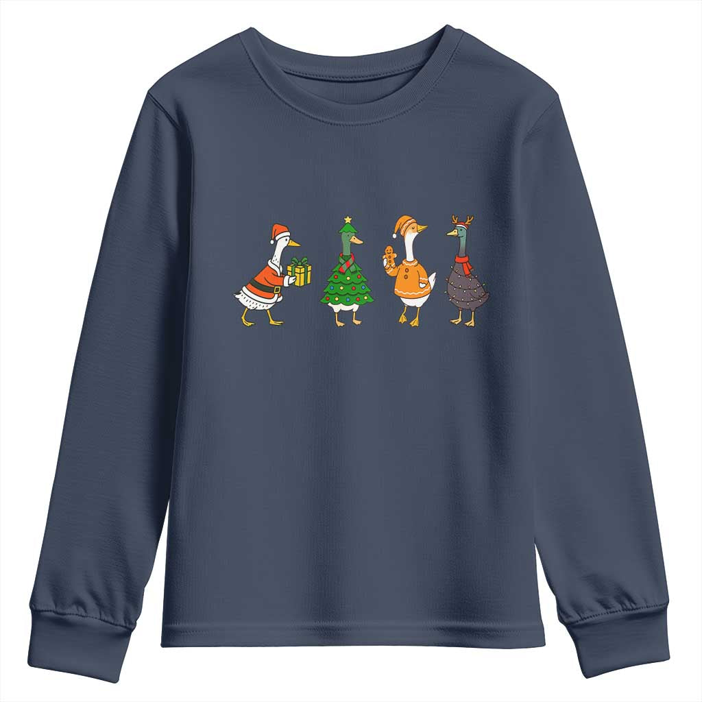 Christmas Ducks Youth Sweatshirt Funny Animals Farm Lover Gift Xmas Light - Wonder Print Shop