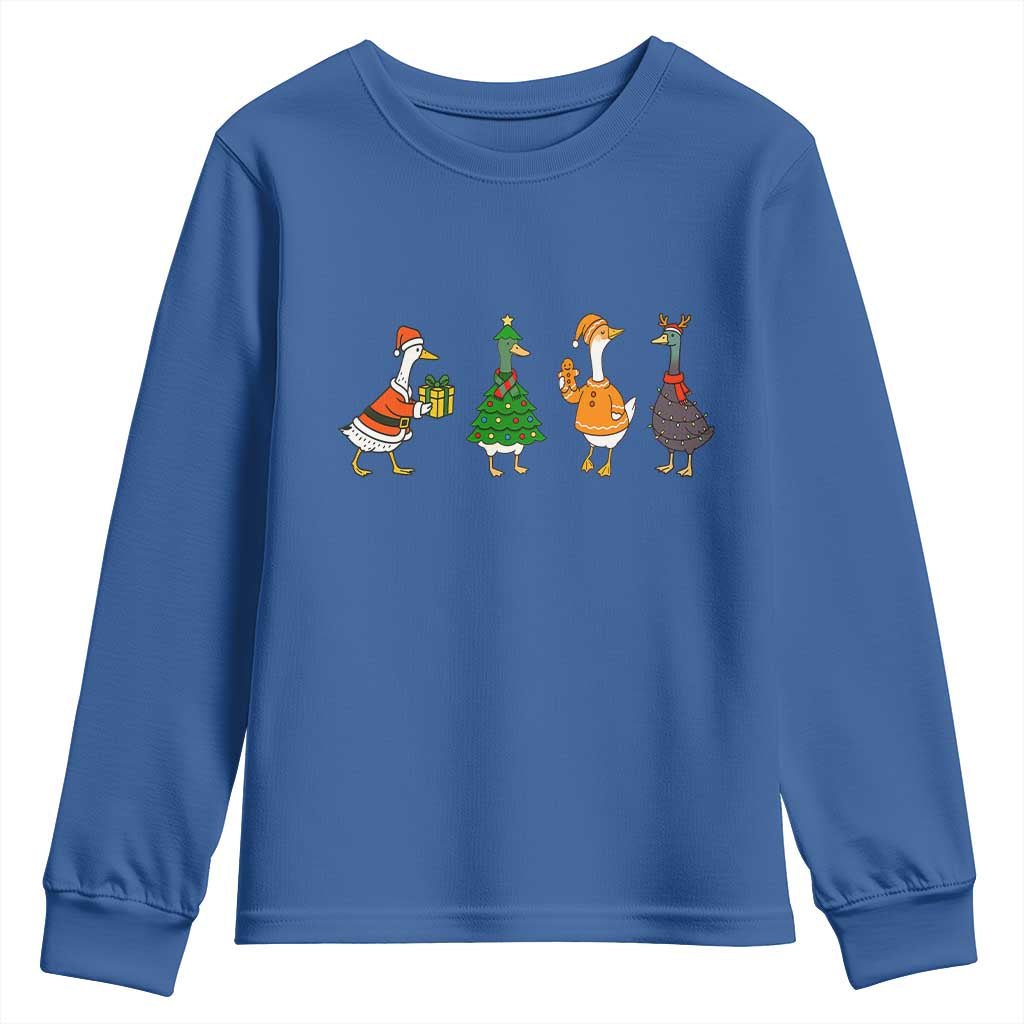 Christmas Ducks Youth Sweatshirt Funny Animals Farm Lover Gift Xmas Light - Wonder Print Shop