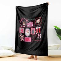 Pink Christmas Throw Blanket Old Xmas Vintage Pink Santa Claus - Wonder Print Shop