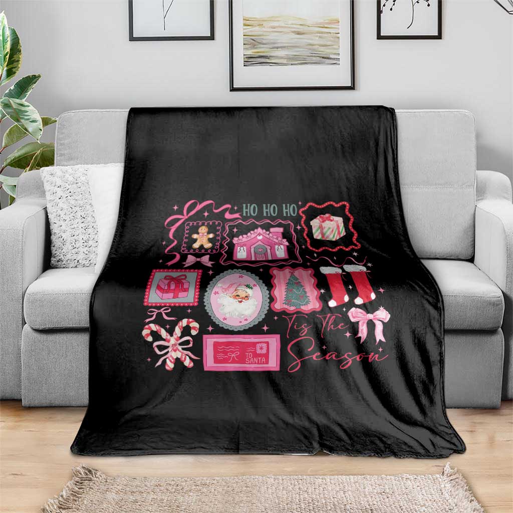 Pink Christmas Throw Blanket Old Xmas Vintage Pink Santa Claus - Wonder Print Shop