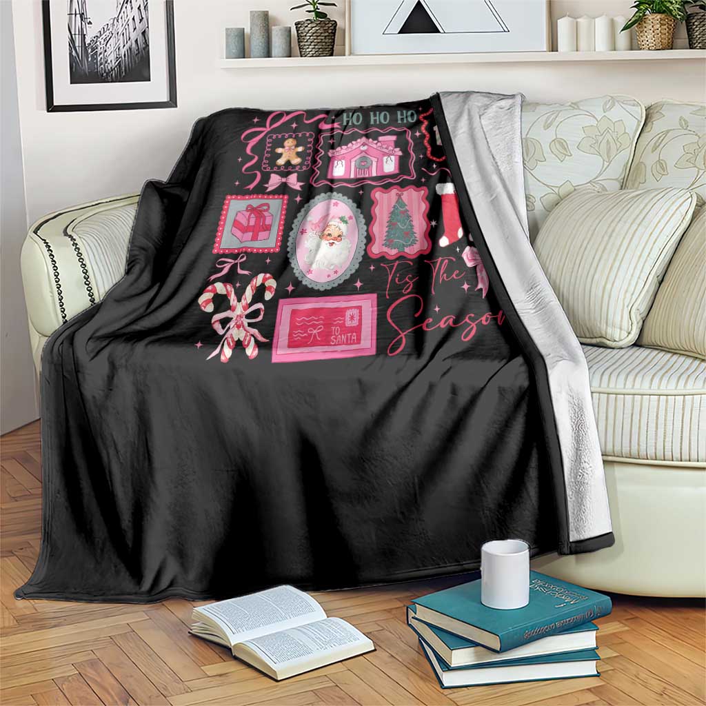 Pink Christmas Throw Blanket Old Xmas Vintage Pink Santa Claus - Wonder Print Shop