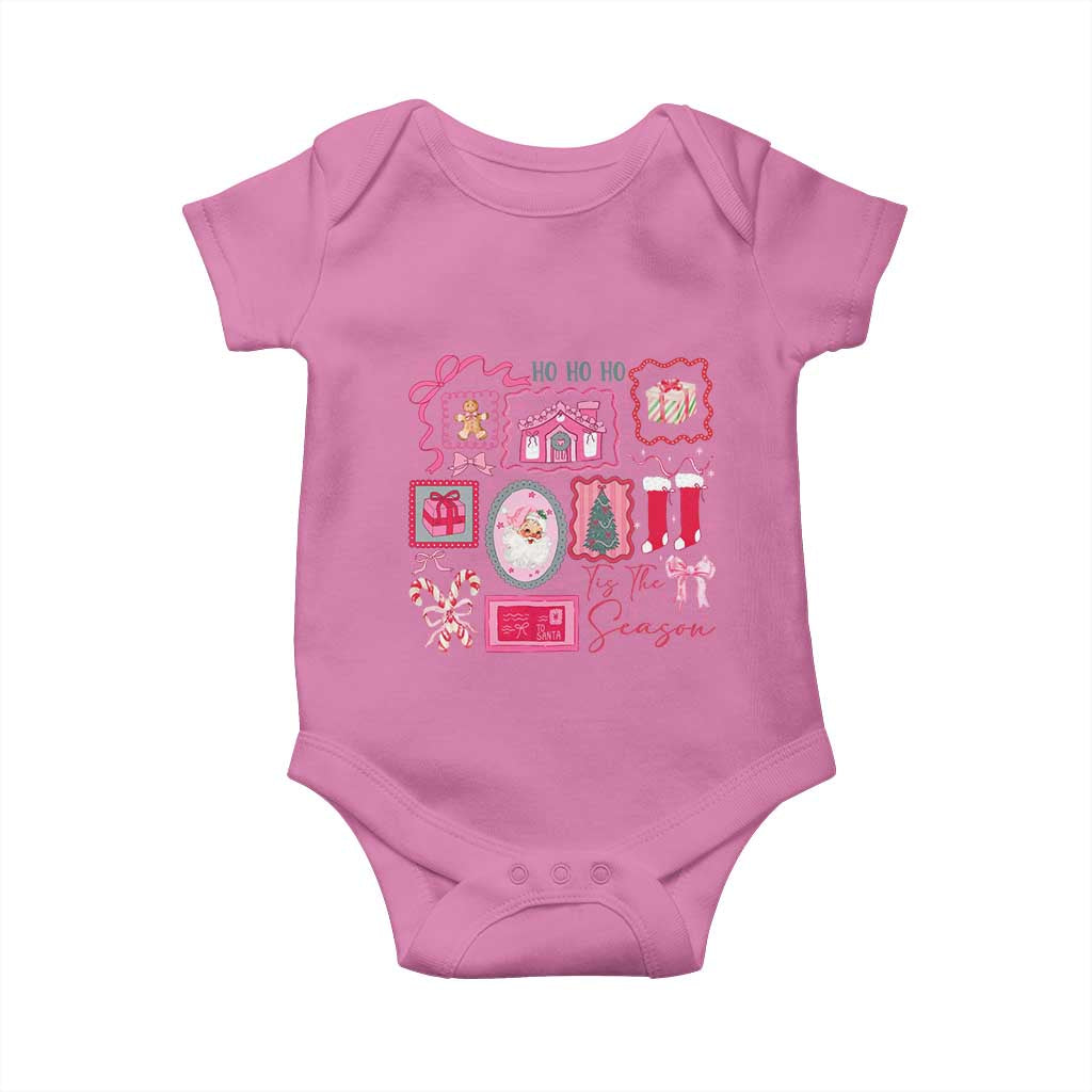 Pink Christmas Baby Onesie Old Xmas Vintage Pink Santa Claus - Wonder Print Shop