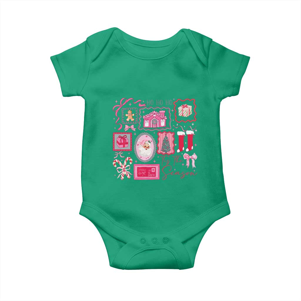 Pink Christmas Baby Onesie Old Xmas Vintage Pink Santa Claus - Wonder Print Shop