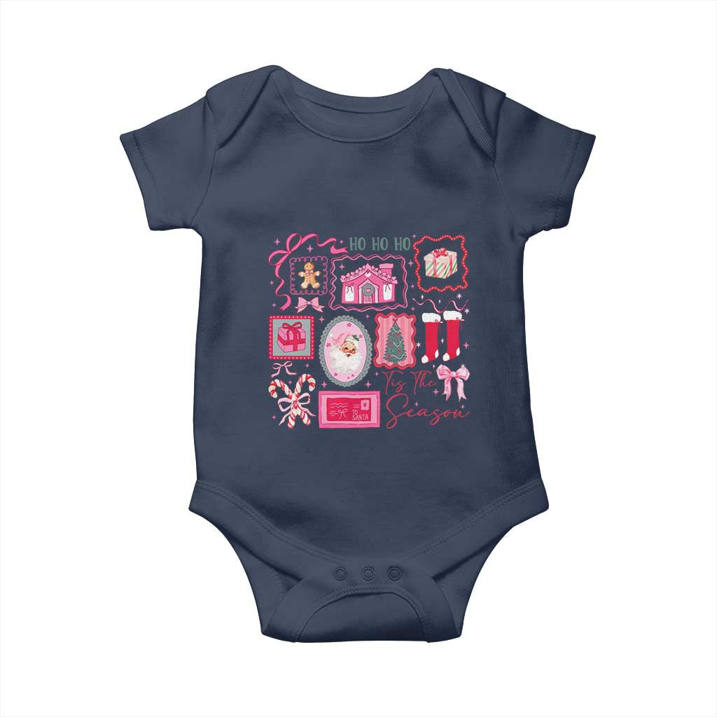 Pink Christmas Baby Onesie Old Xmas Vintage Pink Santa Claus - Wonder Print Shop