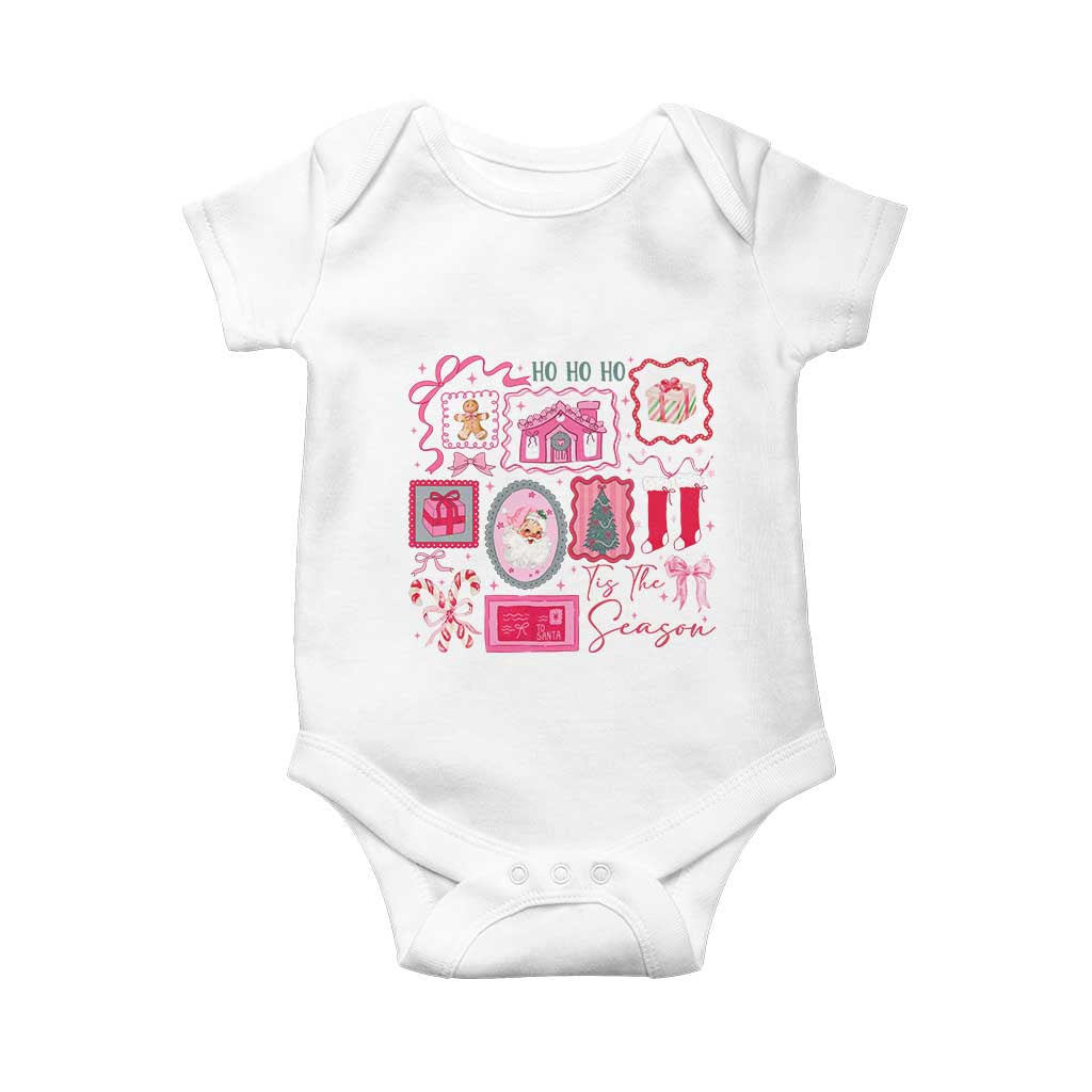 Pink Christmas Baby Onesie Old Xmas Vintage Pink Santa Claus - Wonder Print Shop