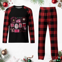Pink Christmas Plaid Pajama Set Old Xmas Vintage Pink Santa Claus - Wonder Print Shop