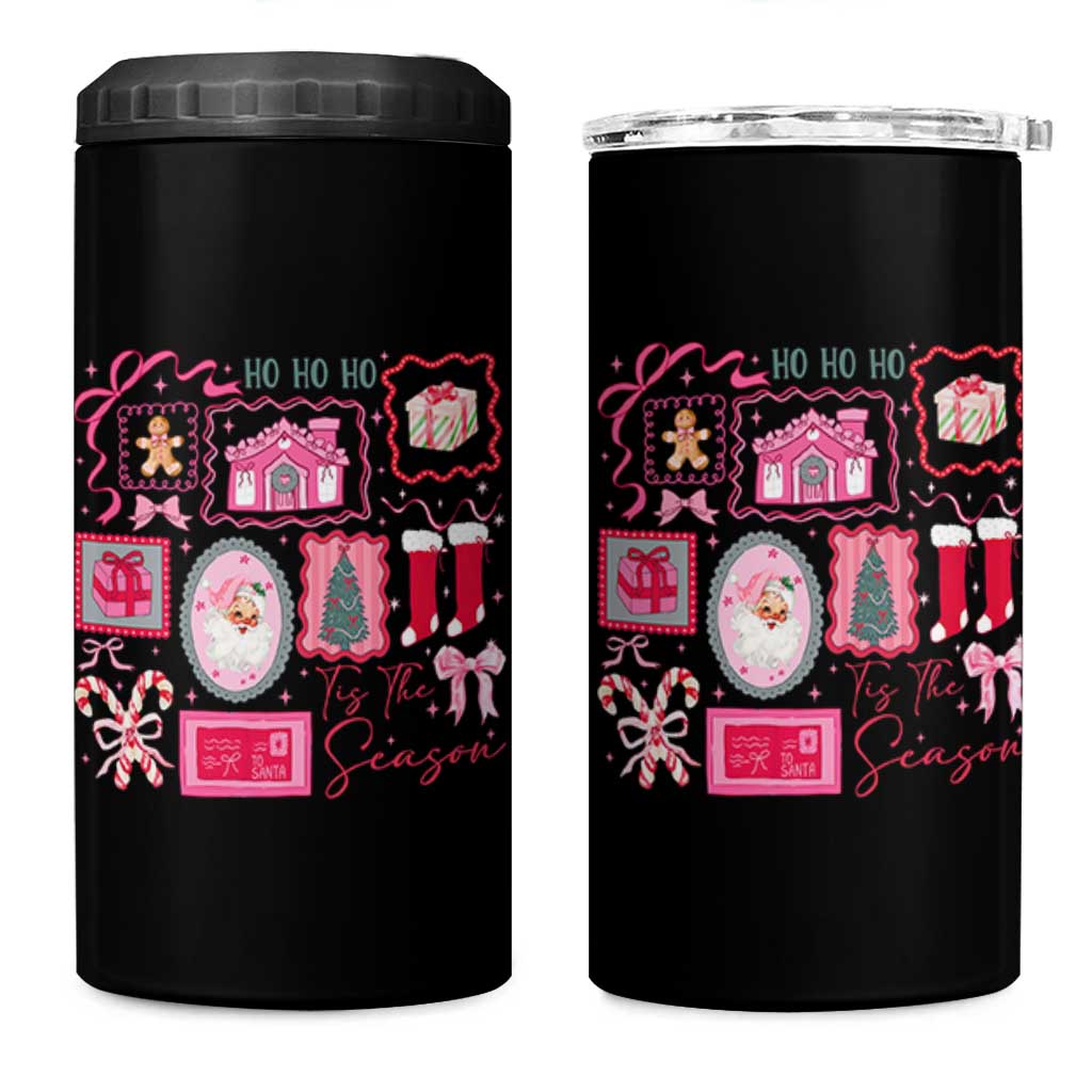 Pink Christmas 4 in 1 Can Cooler Tumbler Old Xmas Vintage Pink Santa Claus - Wonder Print Shop
