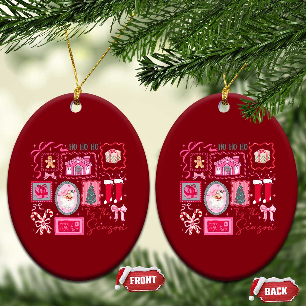 Pink Christmas Ceramic Ornament Old Xmas Vintage Pink Santa Claus - Wonder Print Shop