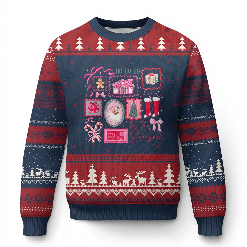 Pink Xmas Ugly Christmas Sweater Old Xmas Vintage Pink Santa Claus - Wonder Print Shop