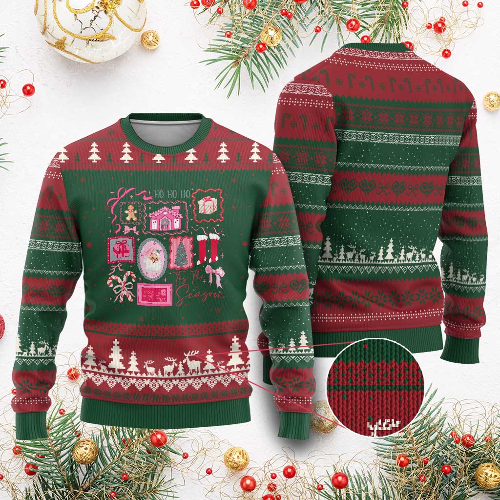 Pink Xmas Ugly Christmas Sweater Old Xmas Vintage Pink Santa Claus - Wonder Print Shop