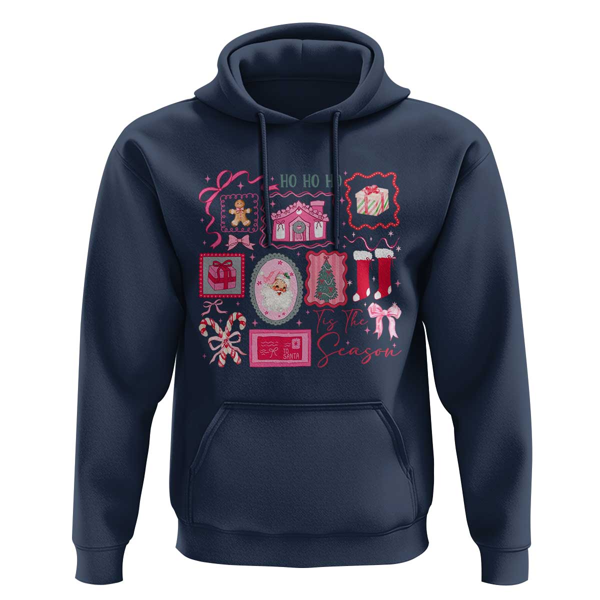 Pink Christmas Hoodie Old Xmas Vintage Pink Santa Claus - undefined