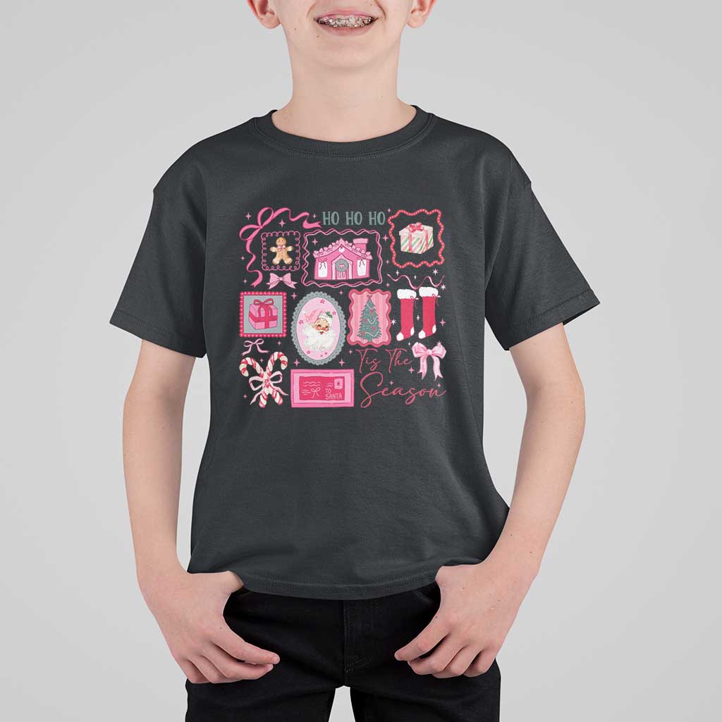 Pink Christmas T Shirt For Kid Old Xmas Vintage Pink Santa Claus - Wonder Print Shop
