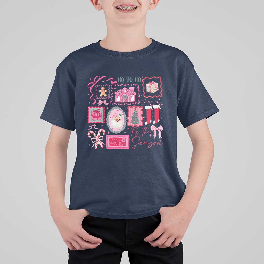 Pink Christmas T Shirt For Kid Old Xmas Vintage Pink Santa Claus - Wonder Print Shop