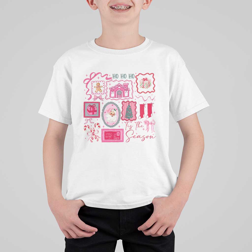 Pink Christmas T Shirt For Kid Old Xmas Vintage Pink Santa Claus - Wonder Print Shop