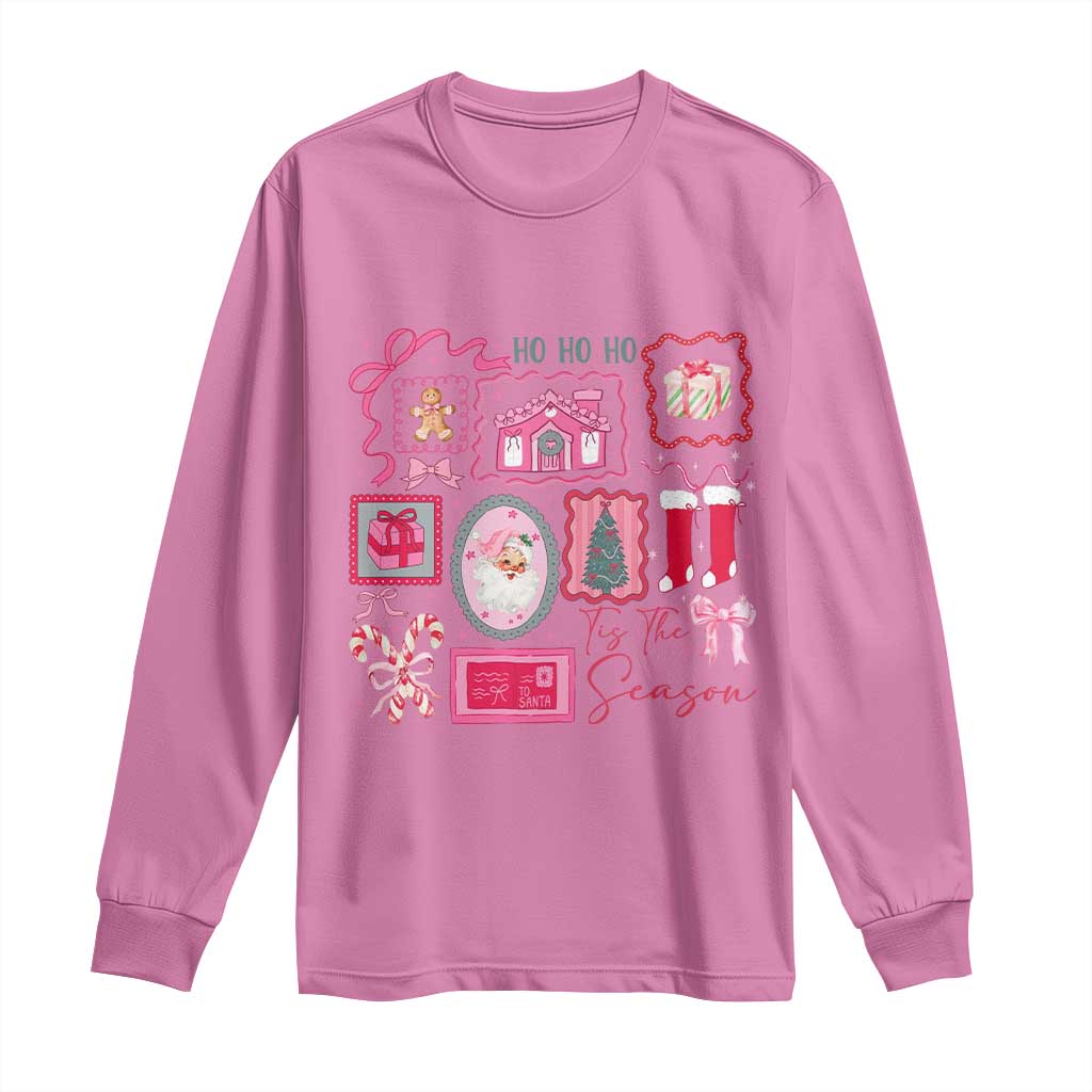 Pink Christmas Long Sleeve Shirt Old Xmas Vintage Pink Santa Claus - Wonder Print Shop
