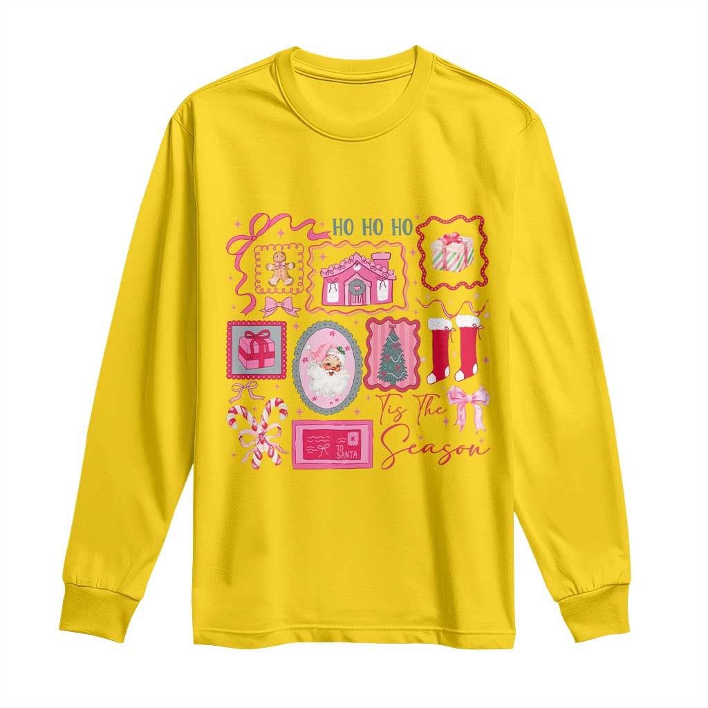 Pink Christmas Long Sleeve Shirt Old Xmas Vintage Pink Santa Claus - Wonder Print Shop