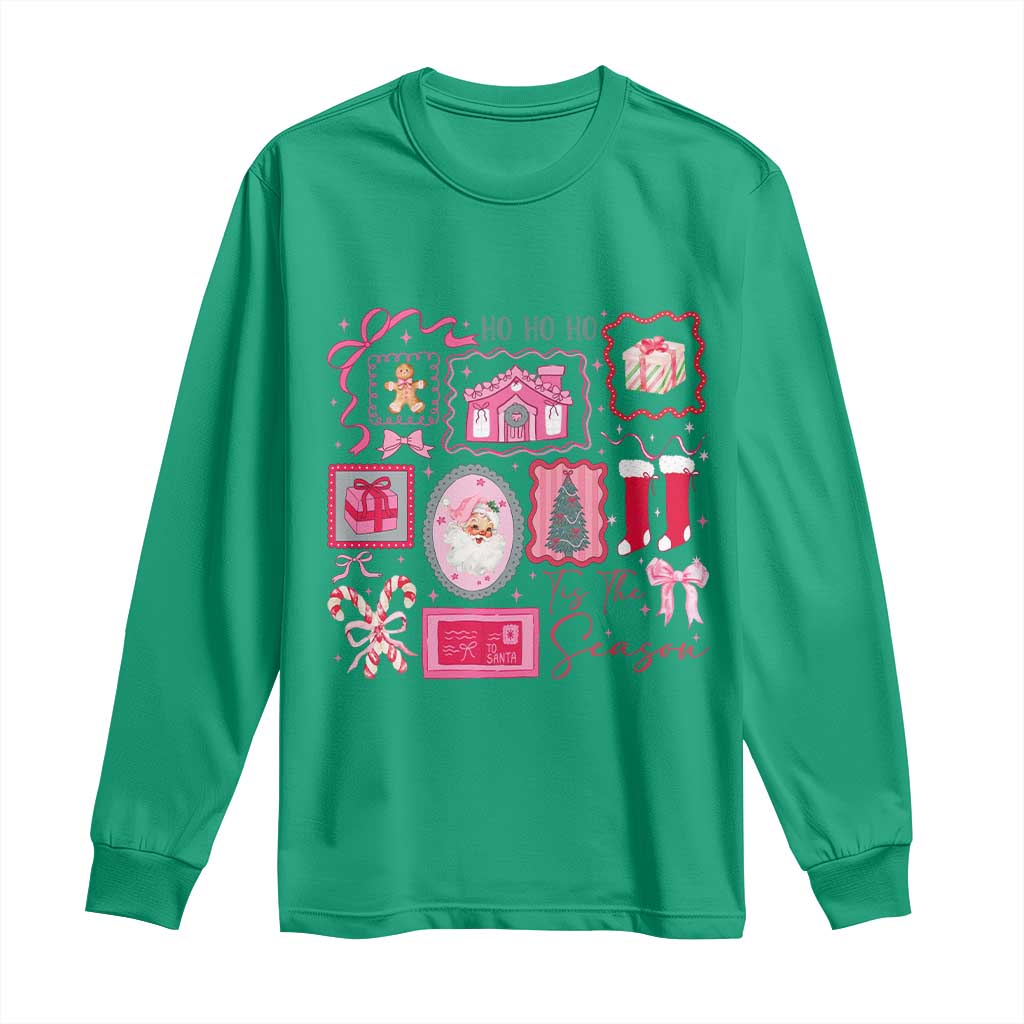 Pink Christmas Long Sleeve Shirt Old Xmas Vintage Pink Santa Claus - Wonder Print Shop