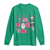 Pink Christmas Long Sleeve Shirt Old Xmas Vintage Pink Santa Claus - Wonder Print Shop