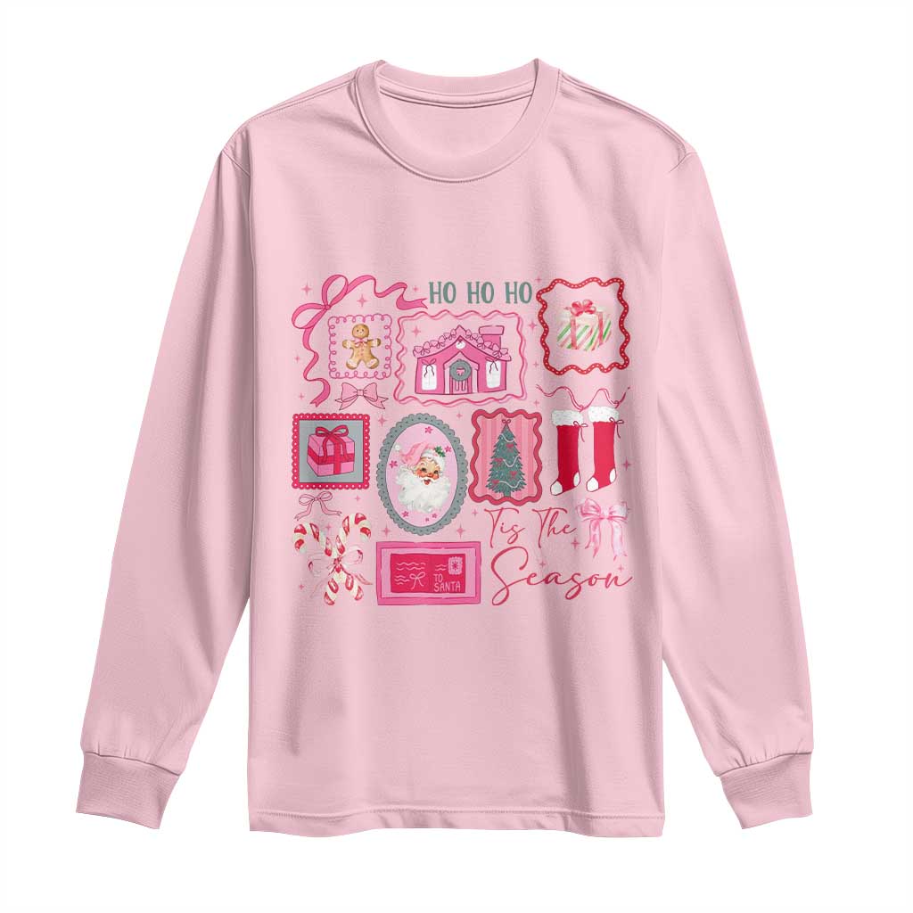 Pink Christmas Long Sleeve Shirt Old Xmas Vintage Pink Santa Claus - Wonder Print Shop
