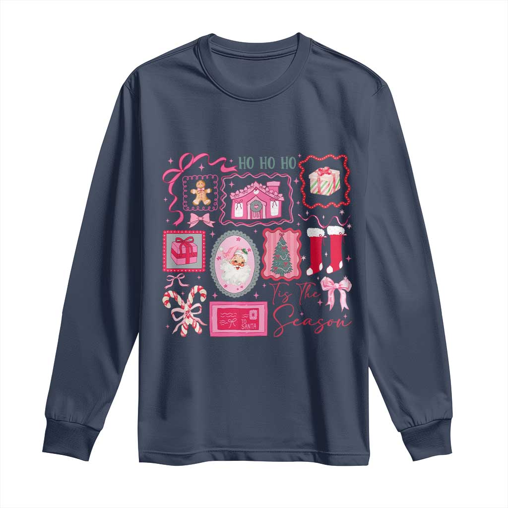 Pink Christmas Long Sleeve Shirt Old Xmas Vintage Pink Santa Claus - Wonder Print Shop