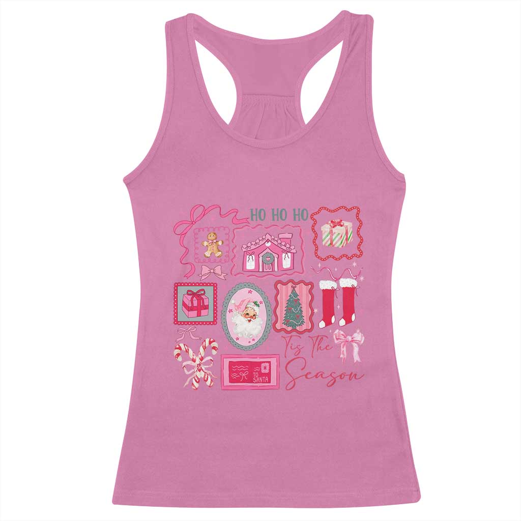 Pink Christmas Racerback Tank Top Old Xmas Vintage Pink Santa Claus - Wonder Print Shop