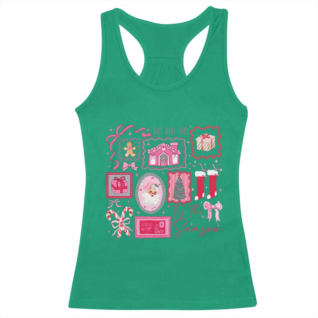 Pink Christmas Racerback Tank Top Old Xmas Vintage Pink Santa Claus - Wonder Print Shop
