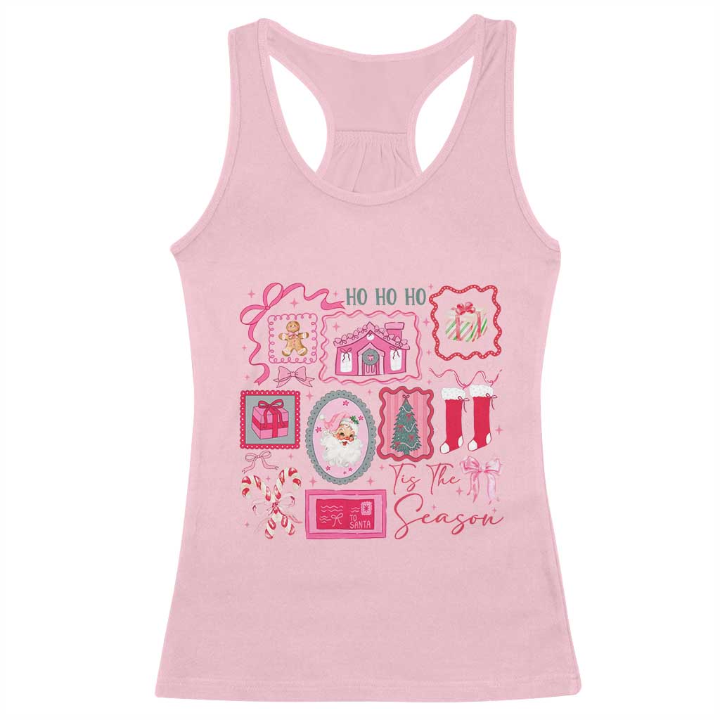 Pink Christmas Racerback Tank Top Old Xmas Vintage Pink Santa Claus - Wonder Print Shop