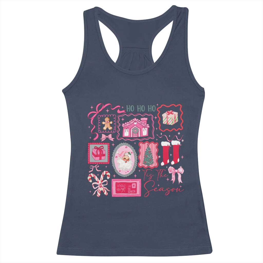 Pink Christmas Racerback Tank Top Old Xmas Vintage Pink Santa Claus - Wonder Print Shop