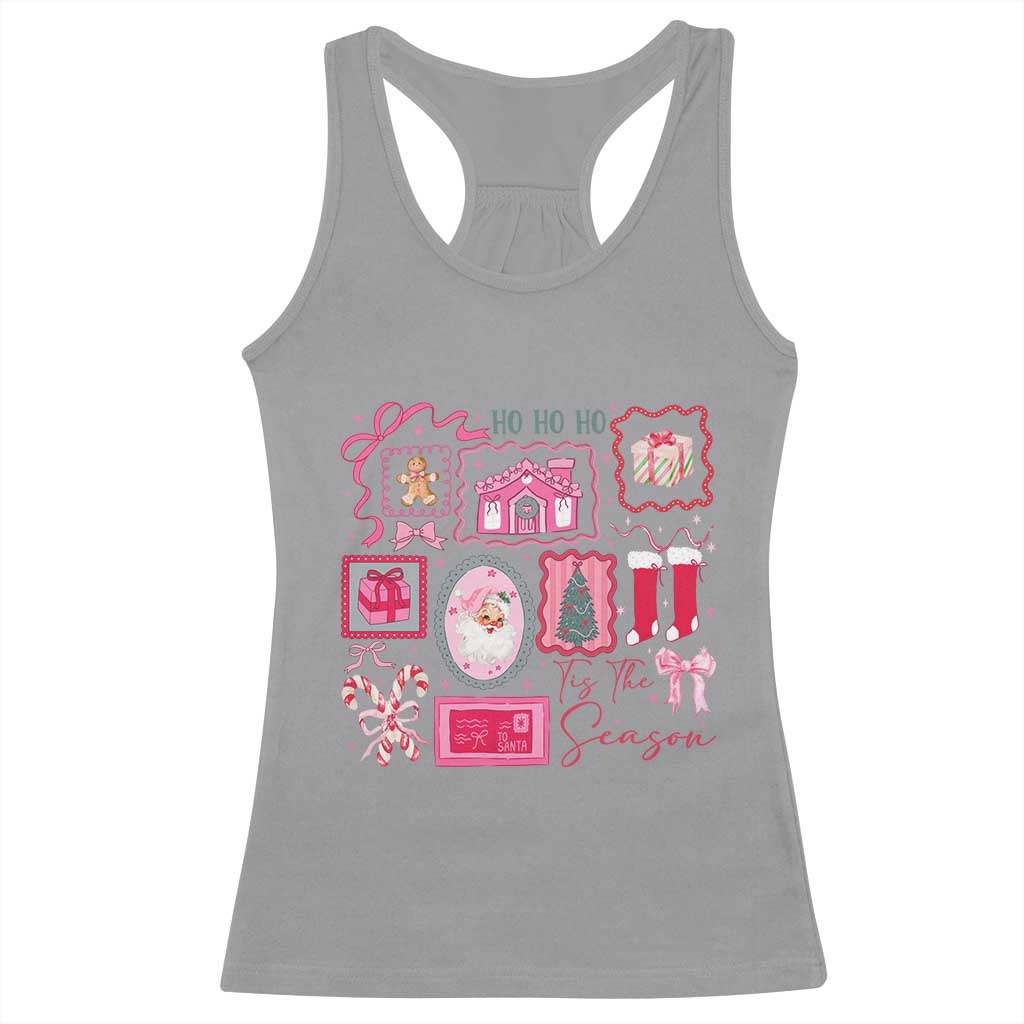 Pink Christmas Racerback Tank Top Old Xmas Vintage Pink Santa Claus - Wonder Print Shop