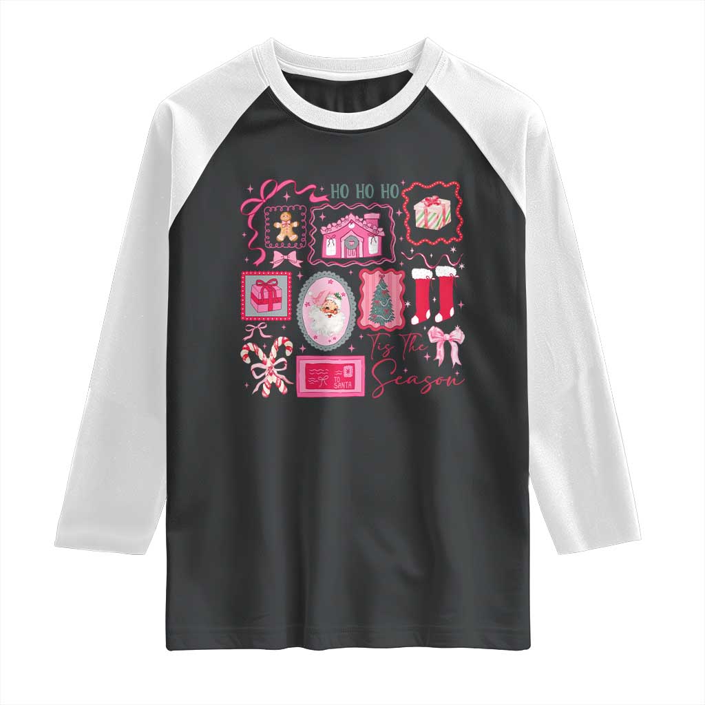 Pink Christmas Raglan Shirt Old Xmas Vintage Pink Santa Claus - Wonder Print Shop