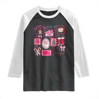 Pink Christmas Raglan Shirt Old Xmas Vintage Pink Santa Claus - Wonder Print Shop