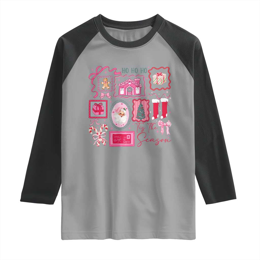 Pink Christmas Raglan Shirt Old Xmas Vintage Pink Santa Claus - Wonder Print Shop