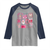 Pink Christmas Raglan Shirt Old Xmas Vintage Pink Santa Claus - Wonder Print Shop