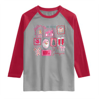 Pink Christmas Raglan Shirt Old Xmas Vintage Pink Santa Claus - Wonder Print Shop