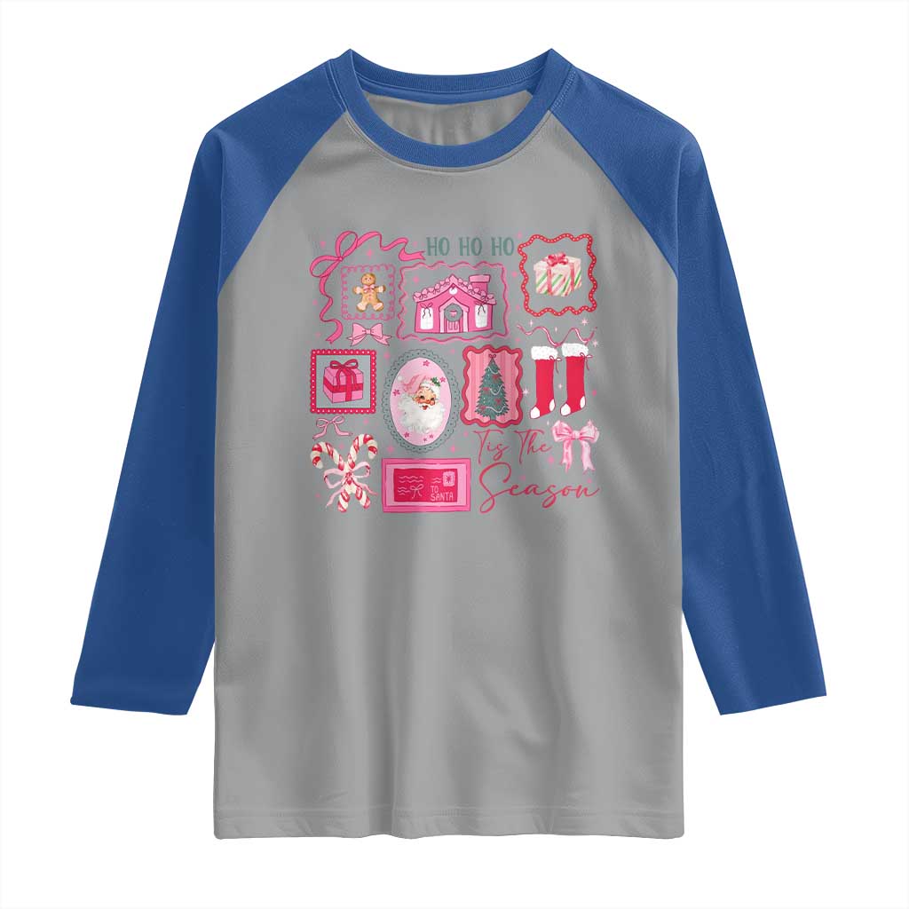 Pink Christmas Raglan Shirt Old Xmas Vintage Pink Santa Claus - Wonder Print Shop
