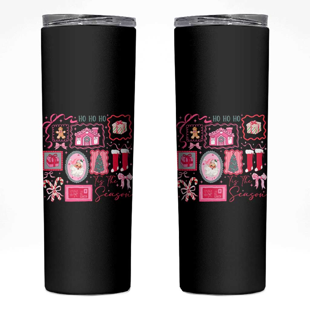 Pink Christmas Skinny Tumbler Old Xmas Vintage Pink Santa Claus - Wonder Print Shop