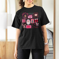 Pink Christmas T Shirt For Women Old Xmas Vintage Pink Santa Claus - Wonder Print Shop