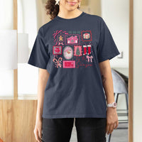 Pink Christmas T Shirt For Women Old Xmas Vintage Pink Santa Claus - Wonder Print Shop