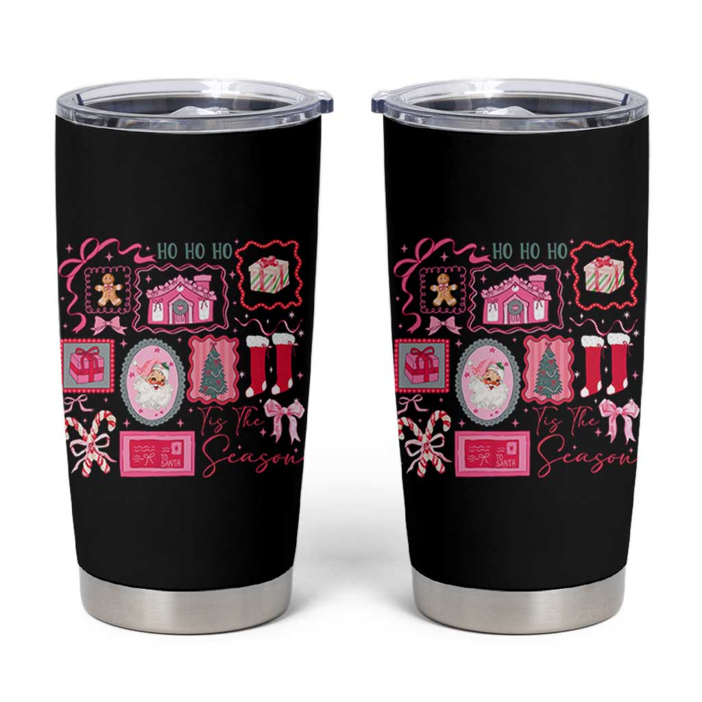 Pink Christmas Tumbler Cup Old Xmas Vintage Pink Santa Claus - Wonder Print Shop