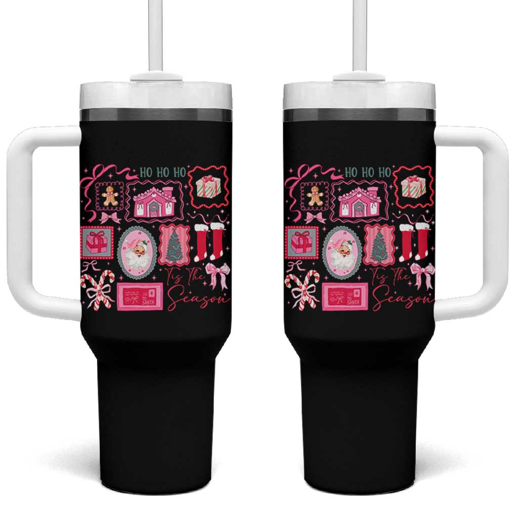 Pink Christmas Tumbler With Handle Old Xmas Vintage Pink Santa Claus - Wonder Print Shop
