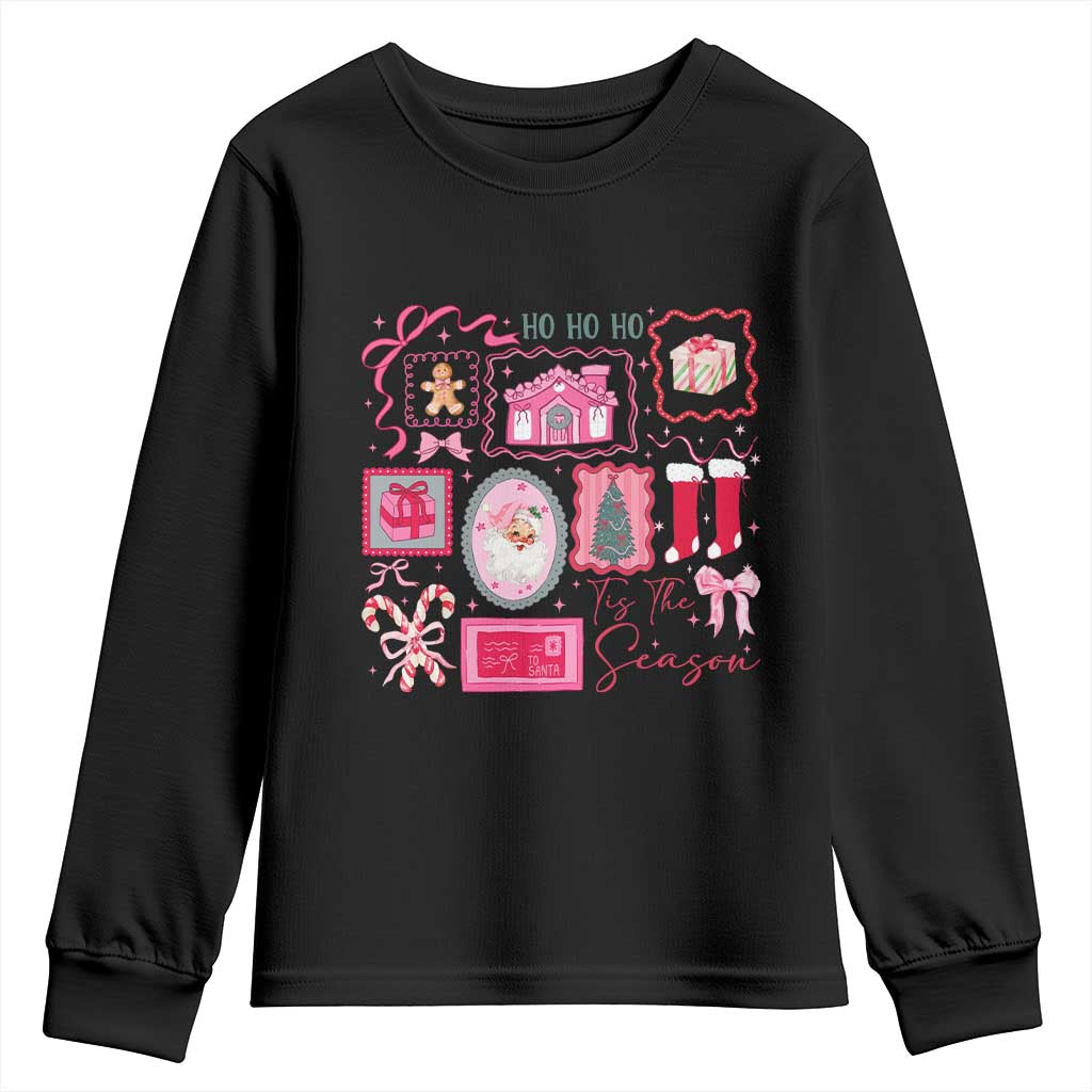 Pink Christmas Youth Sweatshirt Old Xmas Vintage Pink Santa Claus - Wonder Print Shop